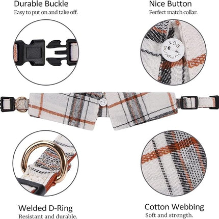 Faleela Cotton Plaid Shirt Style Dog Collar Soft Cute,Boy Dog Collar with Quick-Release Buckle,Adjustable Bow Tie Collar for Small Medium Large Dogs