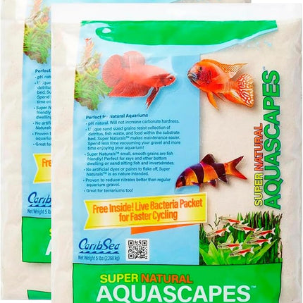 Carib Sea Super Natural Moonlight Sand for Aquarium – 5 lb Each – Ideal for Freshwater Aquaria – Perfect for Discus, Tetras, Angelfish, and More – (Pack of 2)