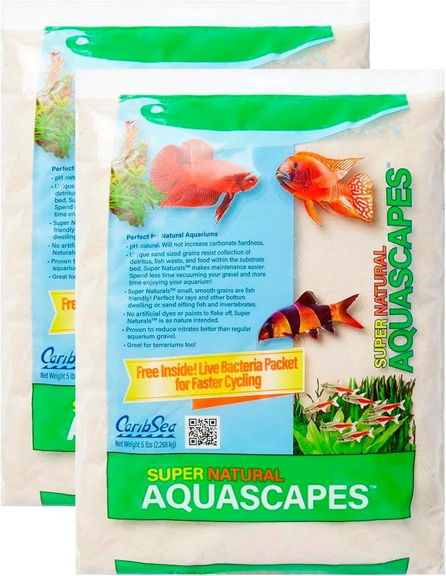 Carib Sea Super Natural Moonlight Sand for Aquarium – 5 lb Each – Ideal for Freshwater Aquaria – Perfect for Discus, Tetras, Angelfish, and More – (Pack of 2)