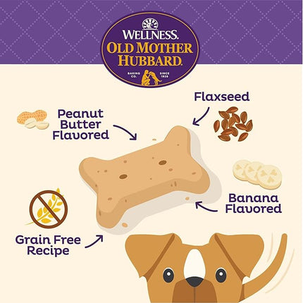 Old Mother Hubbard Wellness P-Nuttier 'N Nanners Dog Biscuits, Natural, Training Treats, Peanut Butter & Banana Flavor, Mini Size, (16 Ounce Bag)