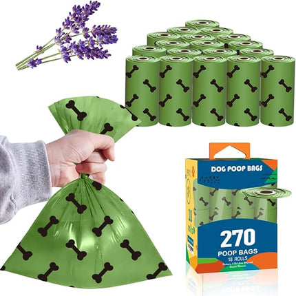 Strong Green Leak Proof Waste Bag for Dogs-270 Large Poop Bags,Biodegradable Dog Poo Bags with Corn Starch Blended Compostable Bag