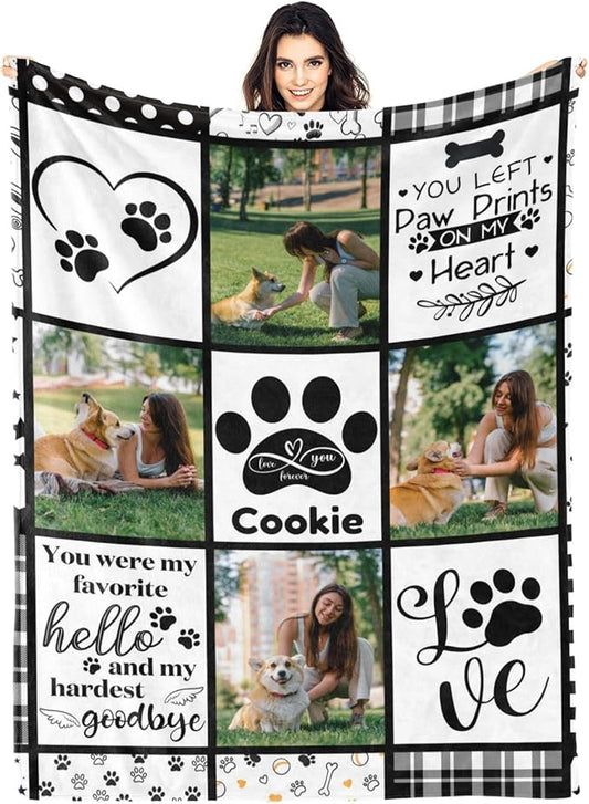 Artsadd Peporsonalized Photo Dog Blanket - Custom Pet Memorial Gift for Loss of Dog or Cat, Memorial Gift for Loss of Pet
