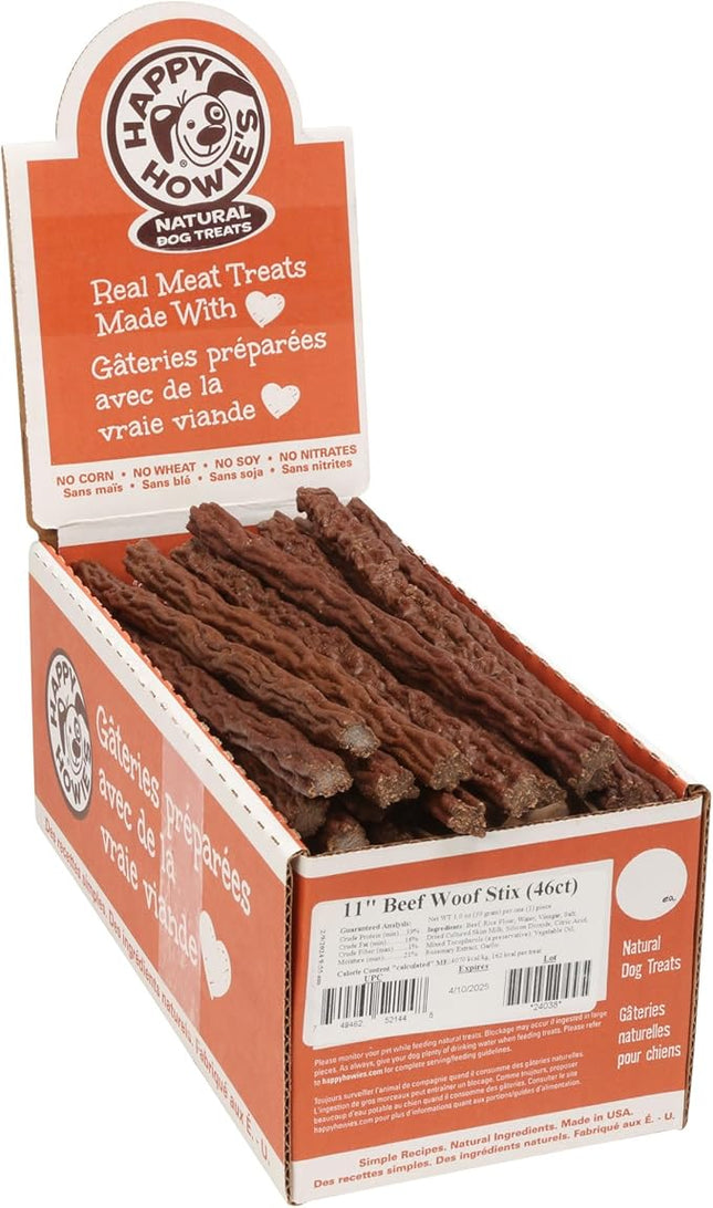 Happy Howie's Woof Stix - Healthy Dog Treats, Flavorful Slow Cooked Beef Stick, Natural Ingredients, Hormone Free - Beef, 46 Count (Pack of 1)