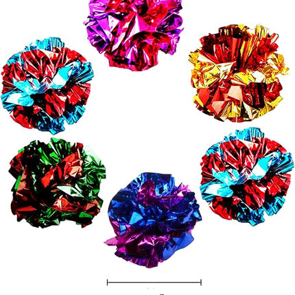SunGrow Cat Crinkle Balls, Shiny, Mylar Crinkler, Stress-Relief Toy for Kittens, Interactive & Engaging, Keeps Grown-up Cats Active, Encourages Multi-cat Play, Provides Endless Entertainment, 6 Pcs
