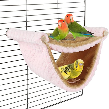 BWOGUE Winter Warm Bird Nest Bed Hanging Hammock Snuggle Hut Parrot House Tent Toy Bird Cage Perch for Parakeet Budgies Cockatiels Lovebird Cockatoo Finch Hamster Chinchilla Guinea Pig(Medium, Pink)