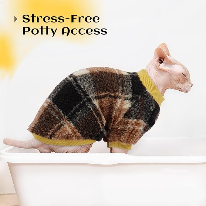 Cat Clothes -2 Legged Pullover Cat Sweater Soft Warm Pet Apparel Kitten Clothes for Kittens Only Elastic, Yellow XL