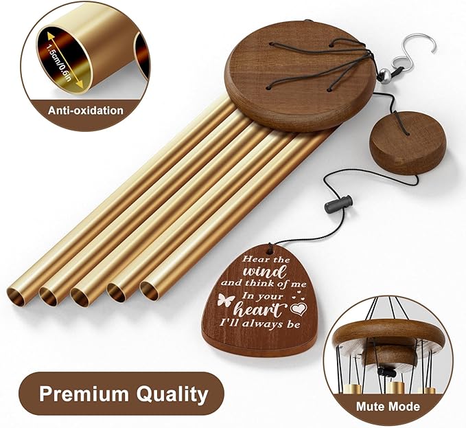 Personalized Pet Memorial Wind Chimes - Memorial Gift for Loss of Cat Custom Sympathy Gifts for Cat,Pet Remembrance Gift Wind Chimes for Outdoor by Bemaystar (Golden)