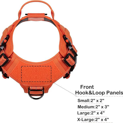 ICEFANG Tactical Dog Harness, X-Large Size,2X Metal Buckle,Working Dog MOLLE Vest with Handle,No Pulling Front Leash Clip,Hook and Loop Panel (Orange,XL (Pack of 1))