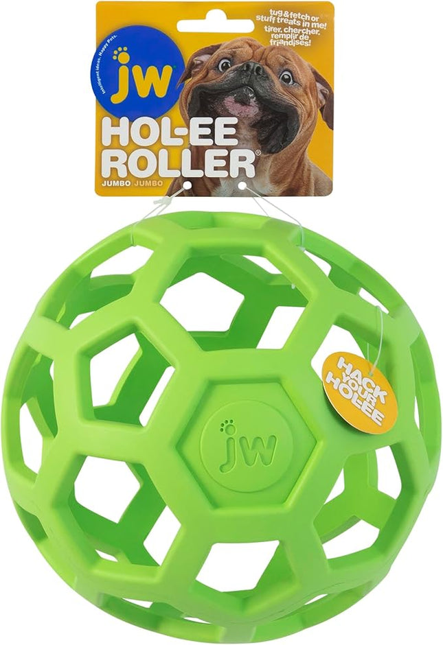 JW Pet Hol-ee Roller Dog Toy Puzzle Ball, Natural Rubber, Extra Large (7.5 Inch Diameter), Colors May Vary