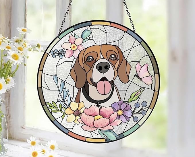 Custom Dog Portrait Stained Glass Light Catcher, Pet Memorial Stained Glass Photo Light Catcher, Staineds Glass Dog Memorial, Loss of Dogs Sympathy Gift Personalized, Pet Loss Gift /7