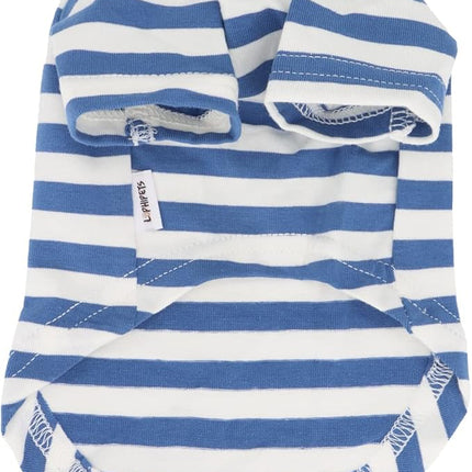 LOPHIPETS 100% Breathable Cotton Striped Dog Tee Shirt T-Shirt for Small Dogs Chihuahua Puppy Clothes -Blue and White Strips/XL