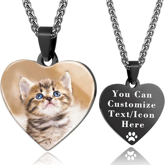 Custom Pet Necklace, Personalized Dogs Necklaces for Women, Dogs Remembrance Jewelry, Picture Necklace Personalized Photo, Customized Dog Memorial Gifts for Loss of Dog