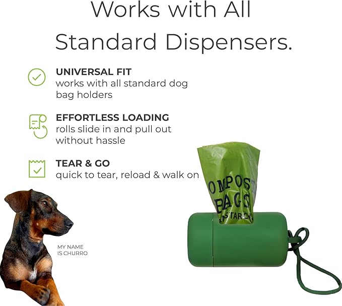 100% Certified Home Compostable Dog Poop Bags, Leak-Proof & Extra Thick, Plant-Based, Unscented, Easy to open, Plastic-Free Pet Waste Bags, 240 Count (16 Rolls, Great Value)