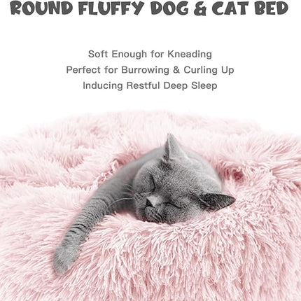 Himax Dog Beds for Large Dogs, Comfort Dogs Bed with Blanket Attached, Calming Anti-Anxiety Fluffy Dog Bed Washable (20"/26"/35") Pink