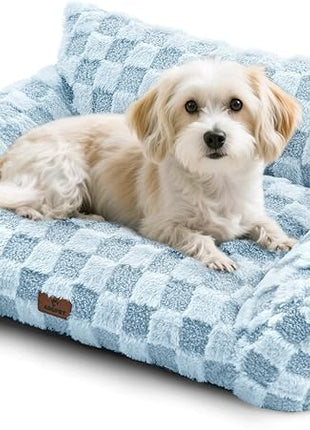 Cat Bed Cat Couch for Puppy and Kitten, Fluffy Pet Sofas Medium Dog Sofa Bed, Supportive Cats Sofa for Indoor Cats, Washable Cover & Non-Slip, 32 inch, Blue