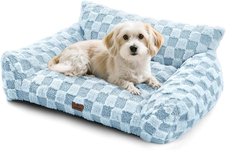 Cat Bed Cat Couch for Puppy and Kitten, Fluffy Pet Sofas Medium Dog Sofa Bed, Supportive Cats Sofa for Indoor Cats, Washable Cover & Non-Slip, 32 inch, Blue