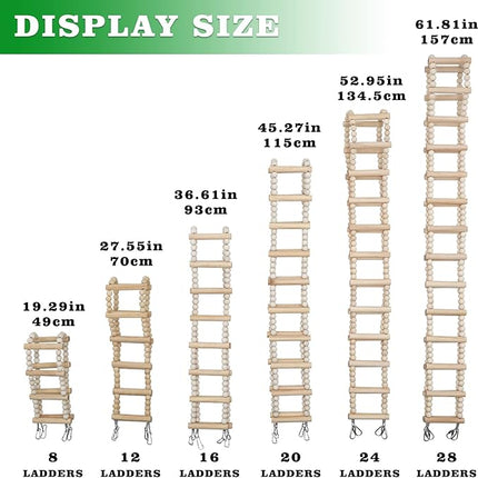 Bird Ladder Bridge, Wooden Pet Hamster Climbing & Swing Toys, Cage Accessories for Birds Rats Parrots Hamster Squirrel Sugar Gliders Parakeets Cockatiels - 12 Steps - 27.5 x 3.14 Inch