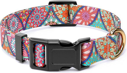 Rnivvi Dog Collar for Small Dogs, Cute Heavy Duty Adjustable Puppy Collar with Quick Release Buckle for Boy Girl & Female, Pet Accessories for Walking Running, XS Length 5/8" Width, Beautiful Mandala