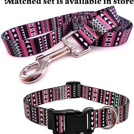 Dog Collar with Bohemia Floral Tribal Geometric Patterns - Soft Ethnic Style Collar Adjustable for Small Medium Large Dogs（Bohemian Purple,M）