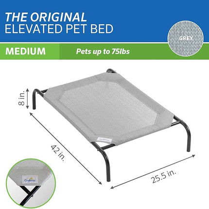 Coolaroo Original Elevated Dog Bed - Breathable Off-The-Ground Pet Bed with Cooling Fabric, Joint Relief & Moisture-Resistant Fabric, 100% Recyclable, Easy Clean, Grey, Medium