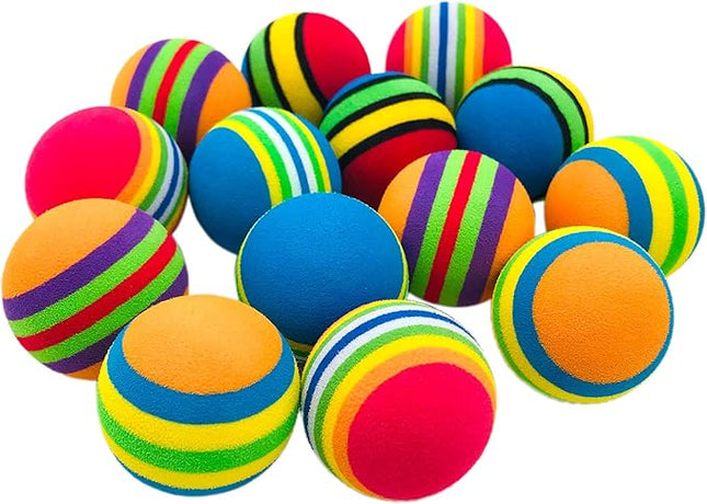 PET SHOW 50pcs 1.4" Interactive Cat Toy Balls for Indoor Cats Colorful Rainbow Soft Foam Kitten Toys Ball for Small Dogs Puppies Quiet Playing Stuff 5 Colors