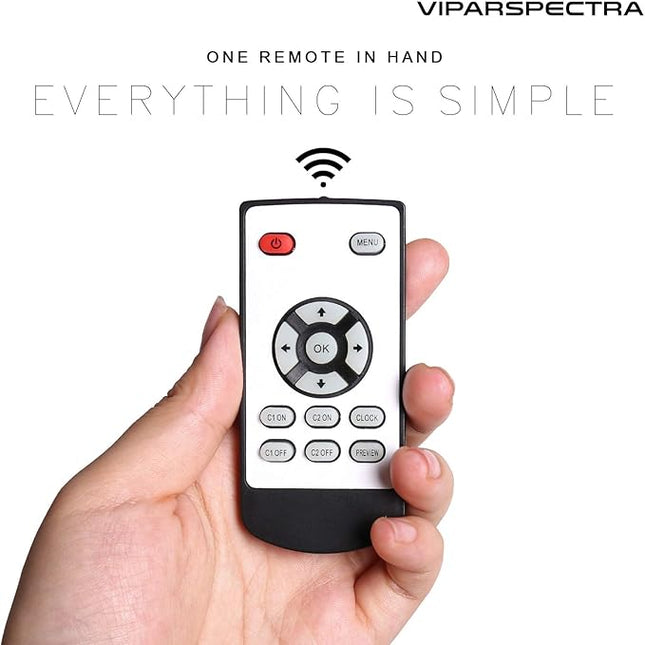 VIPARSPECTRA 165W LED Aquarium Light Dimmable Full Spectrum LED Reef Lights for Coral Saltwater Fish Tank, Remote/Timer Control, Programmable Auto On/Off, Blue/White Dual Channel Brightness 0-100%