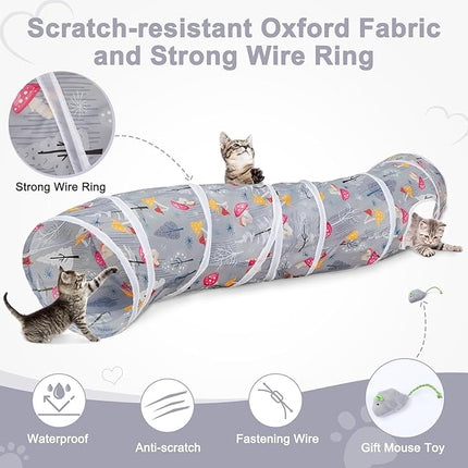 Glittme Cat Tunnel, Cat Tunnels for Indoor Cats, S-Shape Peekaboo Cat Cave with Cat Toys, Foldable Cat Tubes and Tunnels for Cats, Rabbit, Puppy, Guinea Pig