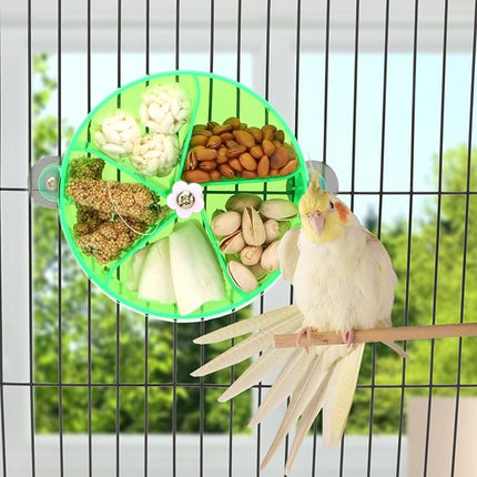 Bird Creative Foraging System Wheel Seed Food Ball Rotate Training Toy for Small and Medium Parrots Parakeet Cockatiel Conure (Green)