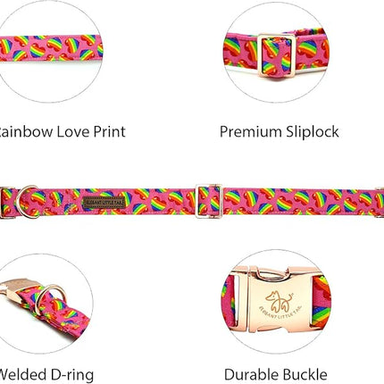 Elegant little tail Dog Collar, Holiday Pet Collar Dog Durable Rainbow Print Dog Collars Girl or Boy Soft Pet Gift Adjustable Dog Collar for Small Medium Large Dogs