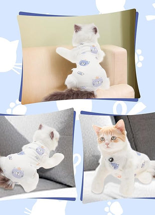 Cat Recovery Suit, Soft Breathable Cat Surgeries Suit, Cat Onesie for Cats After Surgeries, Prevents Licking Wounds, M, White