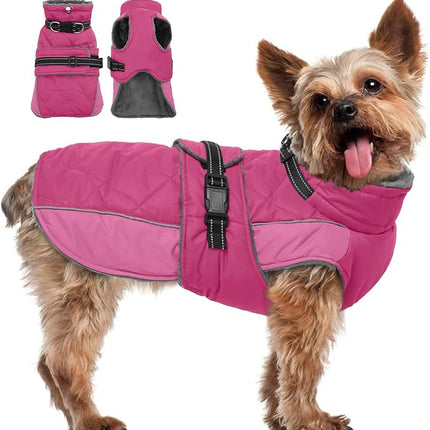 QBLEEV Warm Dog Jacket - Reflective, Adjustable Winter Coat with Turtleneck for Cold Weather, Waterproof Fleece Snowsuit for Small, Medium, Large Dogs