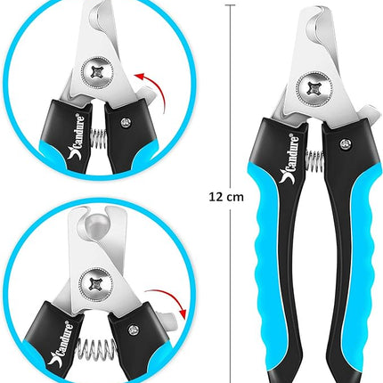 Candure Pet Nail Clippers Professional Nail Trimmer Suitable for Puppy, Cats, Rabbits and Guinea Pigs - Safety Lock/Protective Guard to Avoid Over Cutting (Blue, Small)