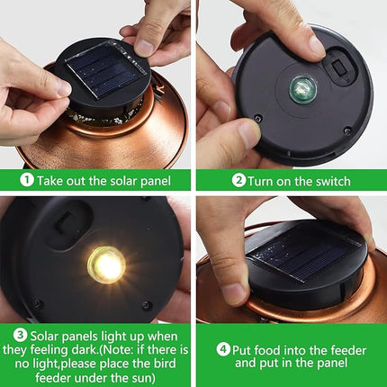Bird Feeders for Outdoors Hummingbird Solar Lanterns Outdoor Waterproof Garden Decor Gifts for Women Mom Grandma Metal Solar Decoration Outside LED Lanterns for Yard, Patio, Lawn, Pathway(2 Pack)