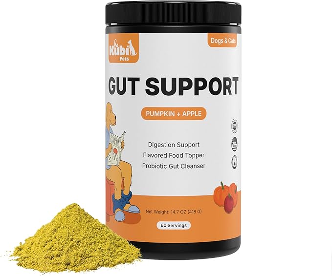 Pumpkin Gut Support for Dogs – Digestive Health Supplement with Natural Fiber & Probiotics, 60 Servings | Kubi Pets