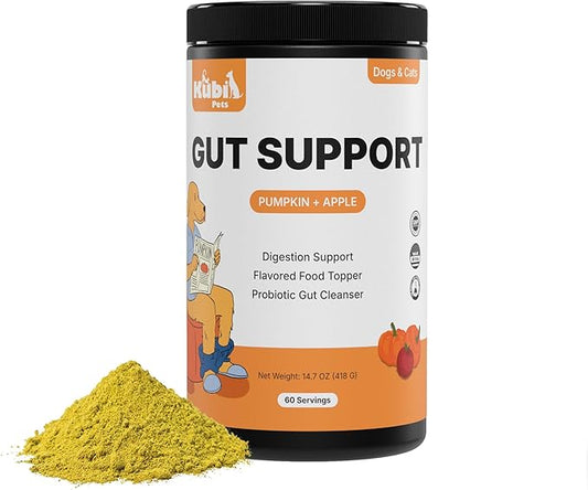 Pumpkin Gut Support for Dogs – Digestive Health Supplement with Natural Fiber & Probiotics, 60 Servings | Kubi Pets