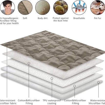 SPXTEX Dog Bed Cover Washable Pee Pads Dog Blankets for Puppy Large Dog Cat,Sofa Reversible Changing Pad Reusable 1 Piece（68"x82",Beige+Sand+Sand）