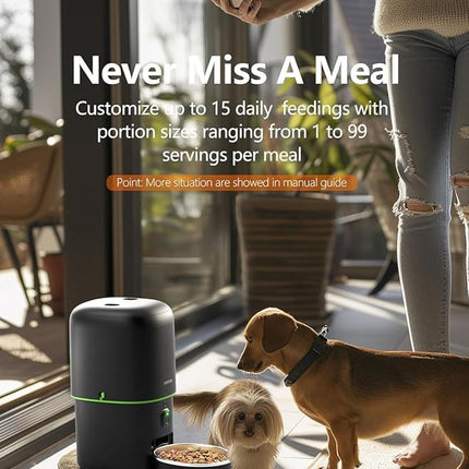 Automatic Cat Feeder with Camera - 5G WiFi Auto Cat Food Dispenser, 1080P HD Video with Night Vision, 1-15 Meals, 1-99 Portions, 2-Way Audio, Keeps Food Fresh, 4L Timed Pet Feeder Also for Dogs