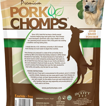 Pork Chomps Baked Pork Skin Dog Chews, 11-inch Knots, 4 Count