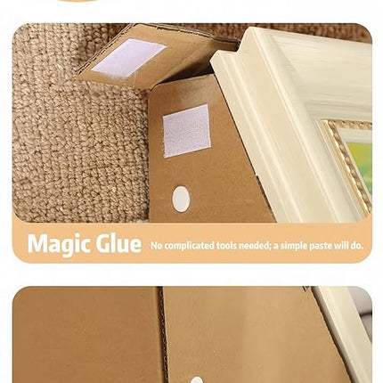 Horizontal Oil Painting Cat Scratcher & Bed - Durable Art Frame with Replaceable Art, Cat House for Indoor Cats Simple-Assembled Bed Couch Cave Condo Home Decoration(Starry Night & Gold Mountain)