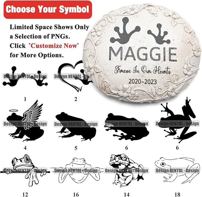 20 Personalized Frog Memorial Stone Designs – Outdoor Weatherproof Pet Memorial Stones for Headstones, Tombstones, Gravestones, and Grave Markers – Memorial Gifts for The Loss of a Frog