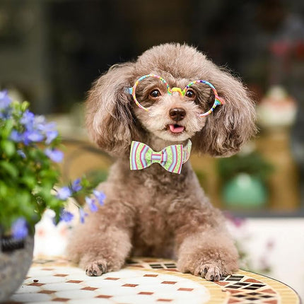 Easter Dog Collar with Bow Tie - Geometry Easter Bowtie Dog Collar Adjustable Heavy Duty Spring Easter Dog Collars for Small Medium Large Dogs XS