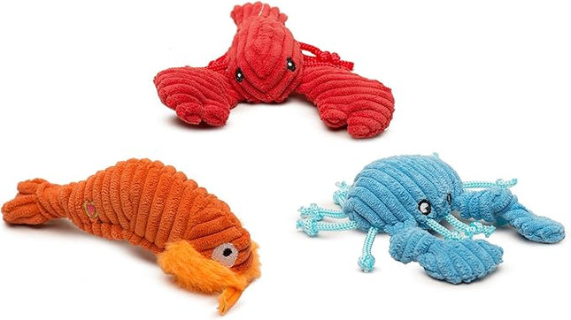 HuggleHounds Wee Huggles Plush Dog Toys - Dog Stuffed Animal Toys, Squeaky Puppy Plush for Small and Medium Sized Dogs, Durable and Interactive to Keep Them Busy - Raw Bar Wee Huggles (3 Count)