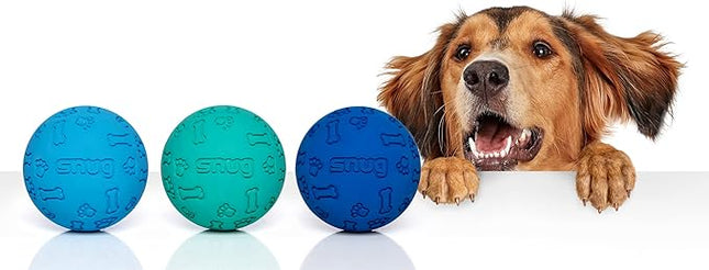 Snug Rubber Dog Balls for Small and Medium Dogs - Tennis Ball Size - Virtually Indestructible (3 Pack - Cool)