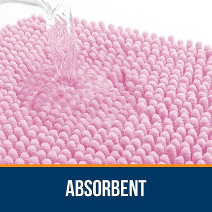 OLANLY Bathroom Rugs 59x24, Extra Soft Absorbent Chenille Bath Rugs, Rubber Backing Quick Dry, Machine Washable Bath Mats for Bathroom Floor, Tub and Shower, Home Decor Accessories, Pink