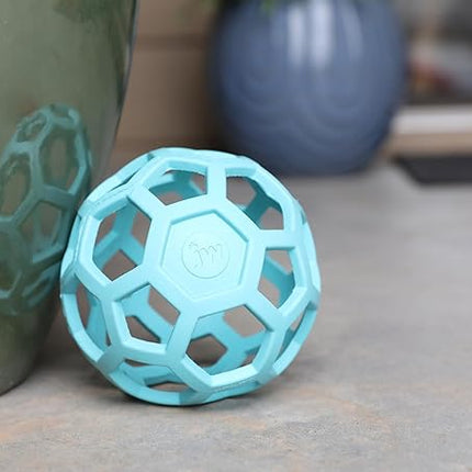 JW Pet HOL-ee Roller™, Dog Toy Puzzle Ball, Natural Rubber, Large (5.5” Inch Diameter), Blue