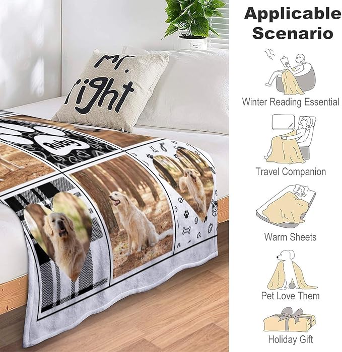 Artsadd Dog and Cat Memorial Gifts, Pet Loss Memorial Blanket, Custom Dog Blanket, Personalized Pet Remembrance Gifts, Loss of Pet or Cat Remembrance Sympathy Grief Condolence Bereavement Gifts