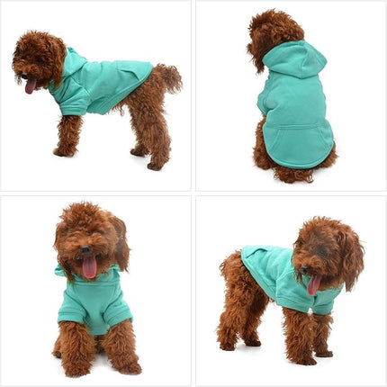 Lovelonglong Blank Basic Hoodie Sweatshirt for Dogs 100% Cotton Fits Small Medium Dachshund Large Dog Turquoise XS