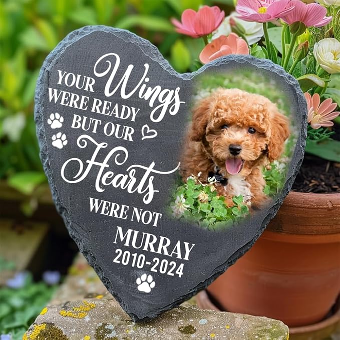 Personalized Dog & Cat Memorial Stones - Custom Photo Pet Memorial Gifts for Loss of Dog or Cat