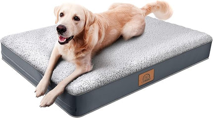 Sunheir Extra Large Waterproof Dog Bed, Jumbo Orthopedic Dog Beds with Removable Washable Cover for Large Dogs, Pet Bed Mat Egg-Crate Foam, 3XL(47.5"X29"X4"), Grey