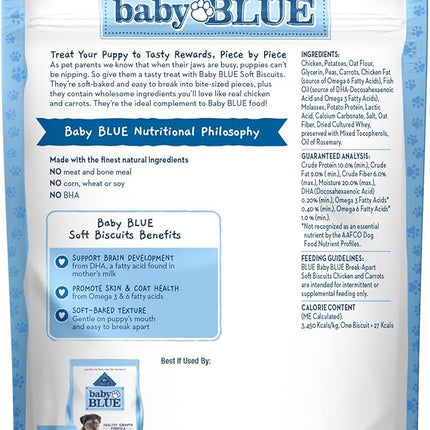 Blue Buffalo Baby Blue Soft Biscuits with DHA, Natural Dog Treats for Puppies, Great for Training, with Chicken & Carrots, 8-oz. Bag (Pack of 2)